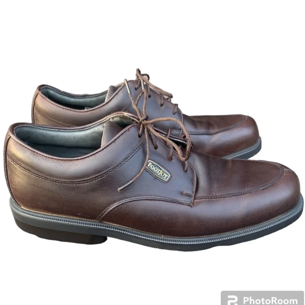 FootJoy DryJoy Tour Golf Shoe Men Brown Leather Waterproof SoftSpike Classic 8.5